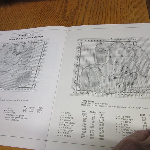 Counted Cross Stitch Booklet Vintage Bunny Pattern DIY Pictures Clothing - Picture 5 of 6